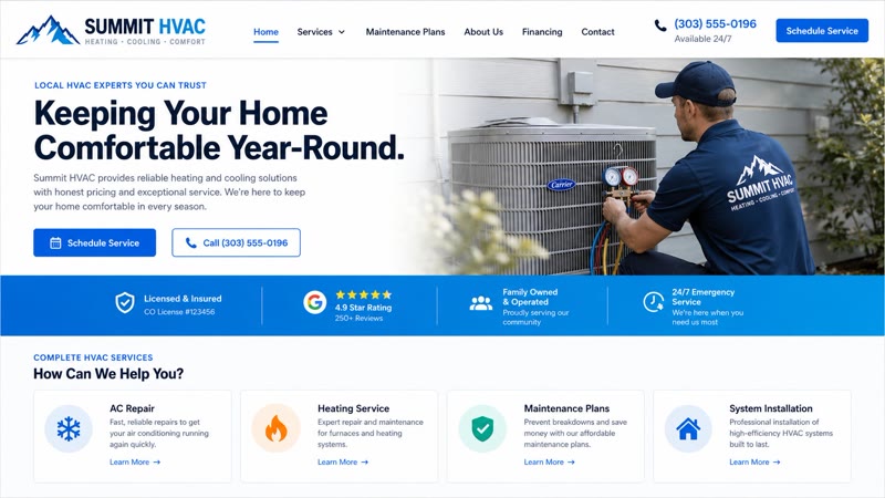 Northstar HVAC website